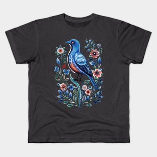 Blue Bird Scandinavian Art Kids T-Shirt